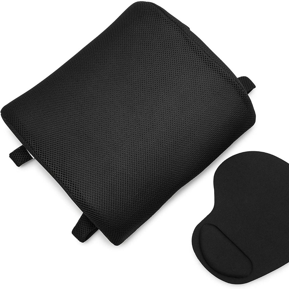 Scasintara Black Lumbar Memory Foam Cushion and Mousepad